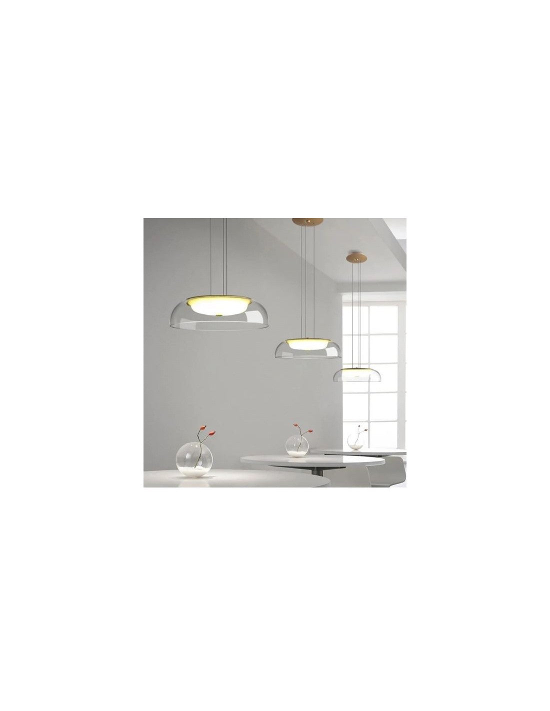 Lámpara WITTEN H80, colgante, metal, cristal, led