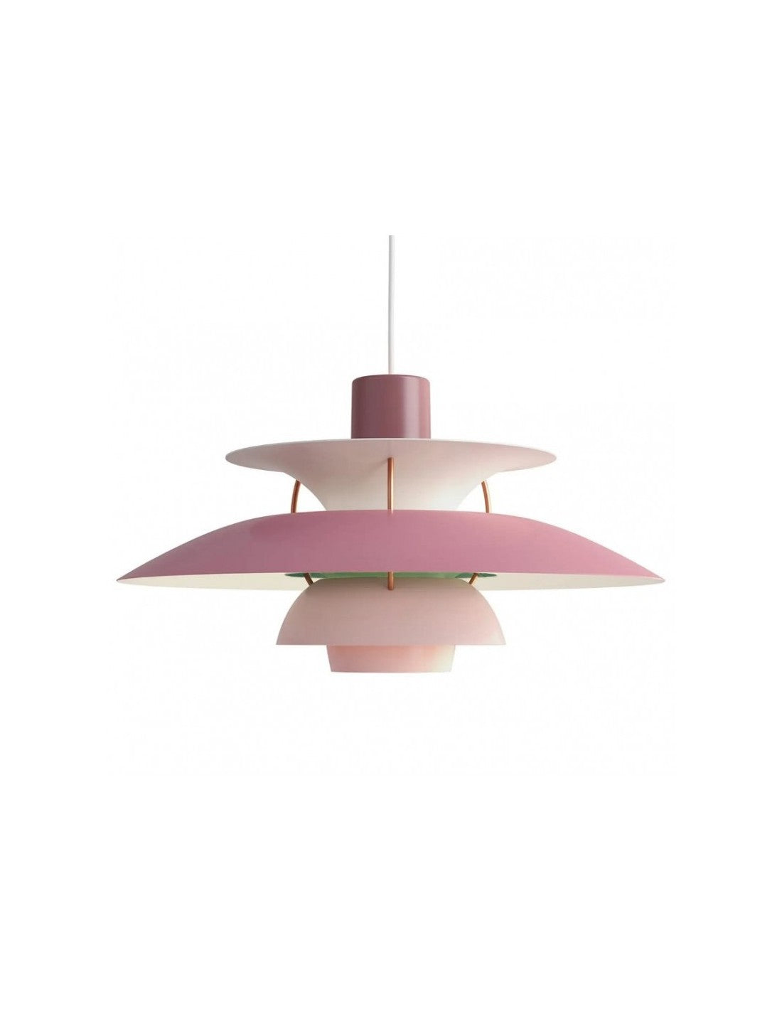 Lámpara DANISH, colgante, aluminio, rosa y verde, 40 cms de diámetro