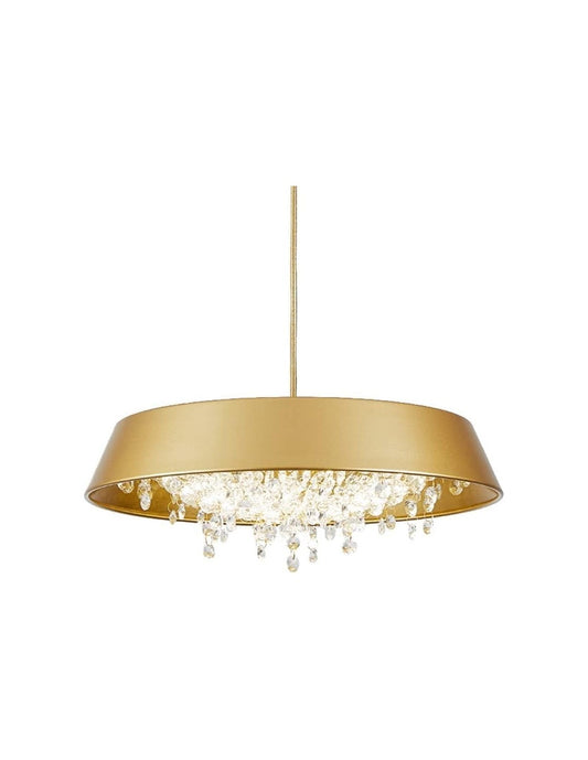 Lámpara JENA DO, colgante, metal, dorada, cristal, led