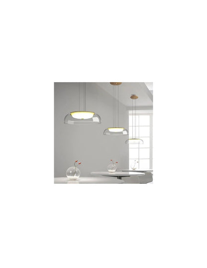 Lámpara WITTEN H80, colgante, metal, cristal, led