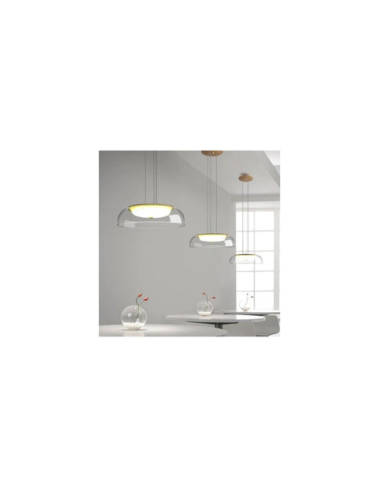 Lámpara WITTEN H80, colgante, metal, cristal, led