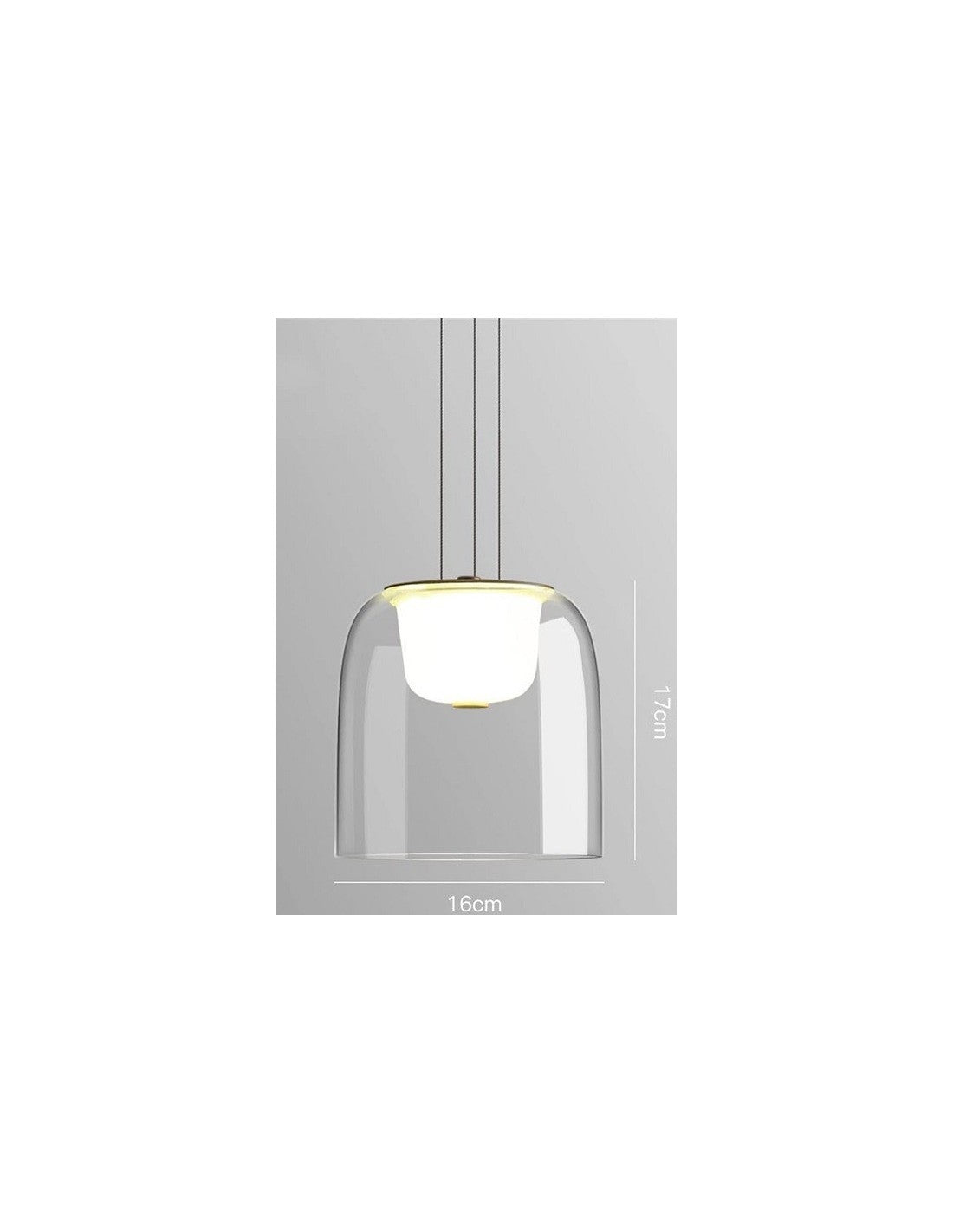 Lámpara WITTEN H170, colgante, metal, cristal, led