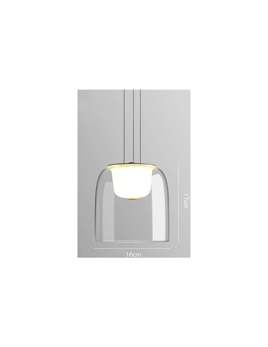 Lámpara WITTEN H170, colgante, metal, cristal, led