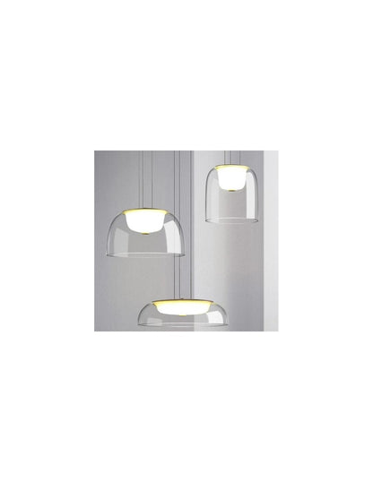 Lámpara WITTEN H170, colgante, metal, cristal, led