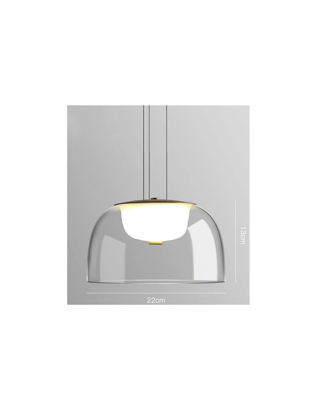 Lámpara WITTEN H130, colgante, metal, cristal, led