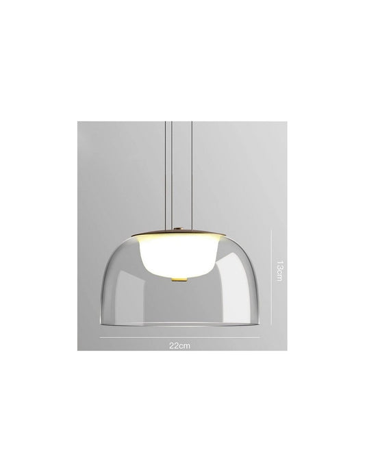 Lámpara WITTEN H130, colgante, metal, cristal, led