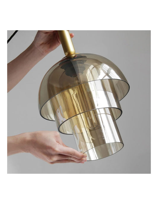 Lámpara FOLGE, colgante, metal dorada, cristal