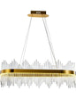 Lámpara WEIRA, colgante, metal dorada, cristal, led