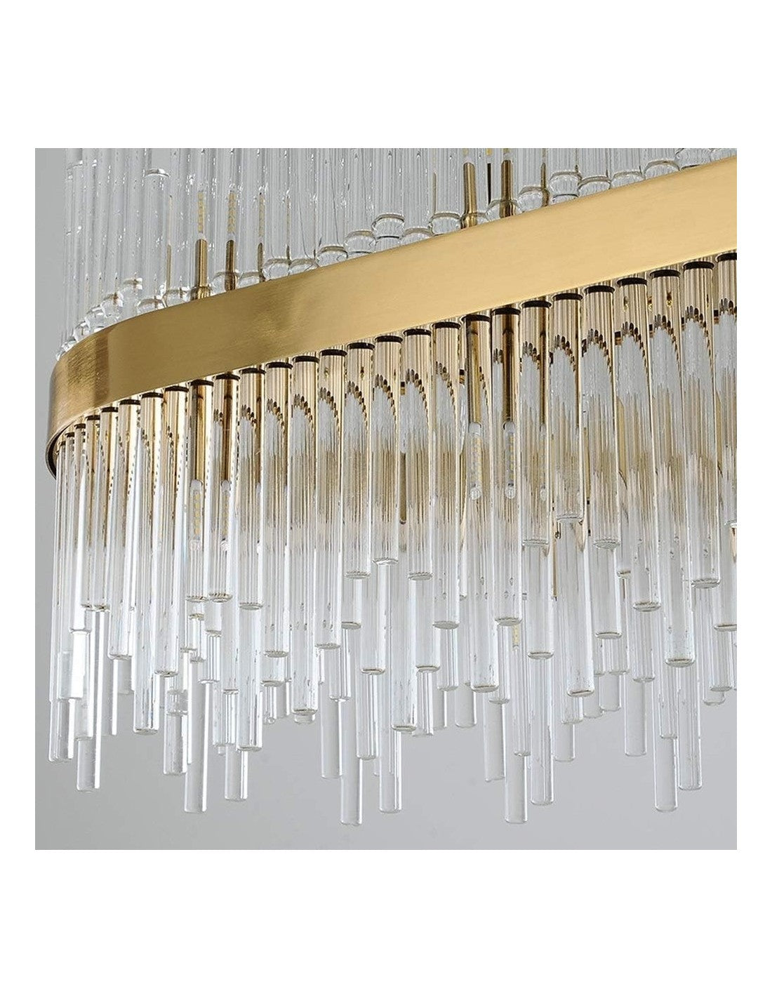 Lámpara WEIRA, colgante, metal dorada, cristal, led