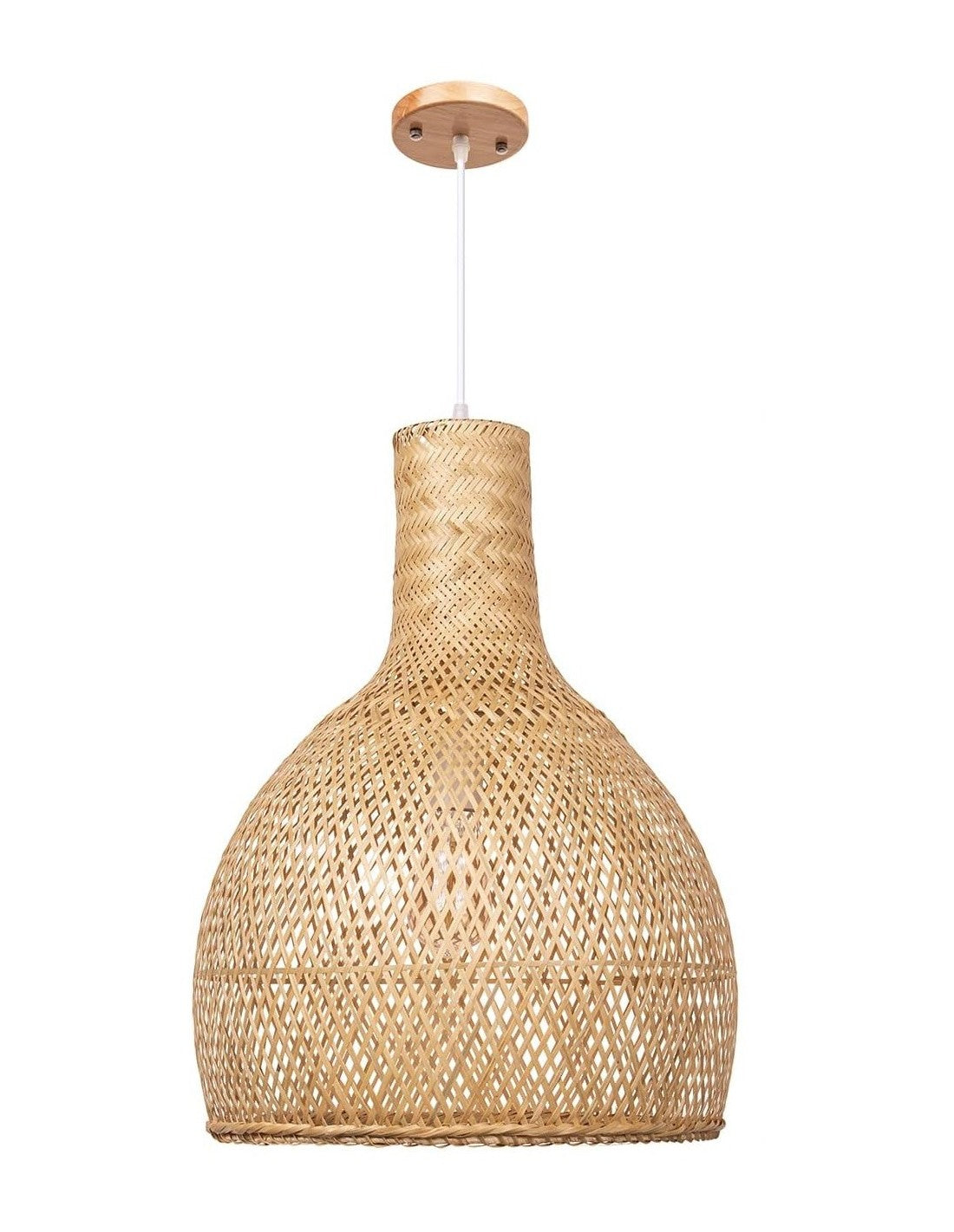 Lámpara SAMOA, colgante, pantalla de bambú natural trenzado
