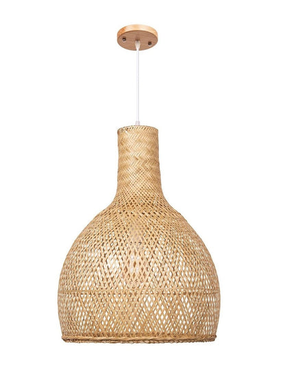 Lámpara SAMOA, colgante, pantalla de bambú natural trenzado