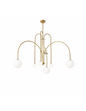 Lámpara MOERS, colgante, metal, dorada vintage, tulipa blanca