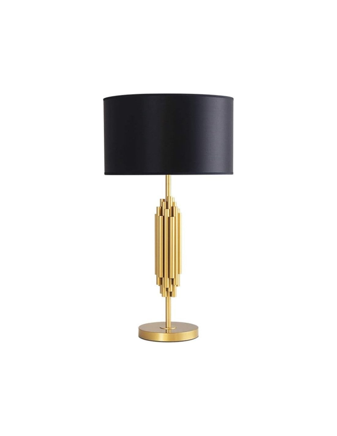 Lámpara KASSEL, sobremesa, metal dorado, pantalla negra