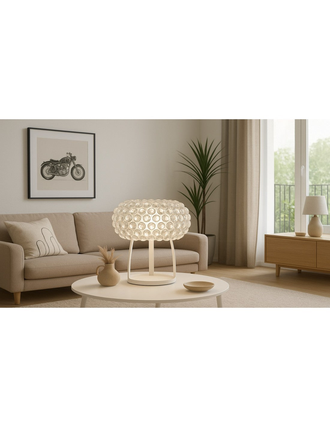 Lámpara ITALICA 50, sobremesa, acrílica, transparente, 50 cms de diámetro