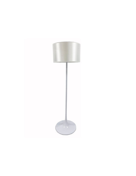 Lámpara LUGANO, pie salón, blanca, pantalla gris claro