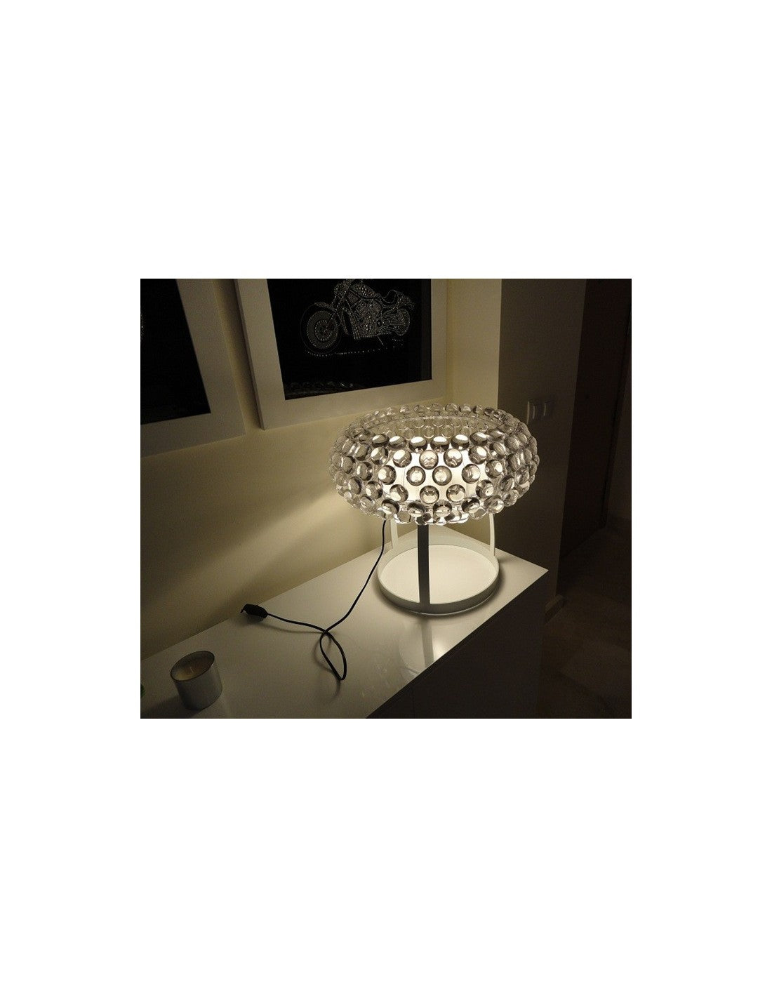 Lámpara ITALICA 50, sobremesa, acrílica, transparente, 50 cms de diámetro