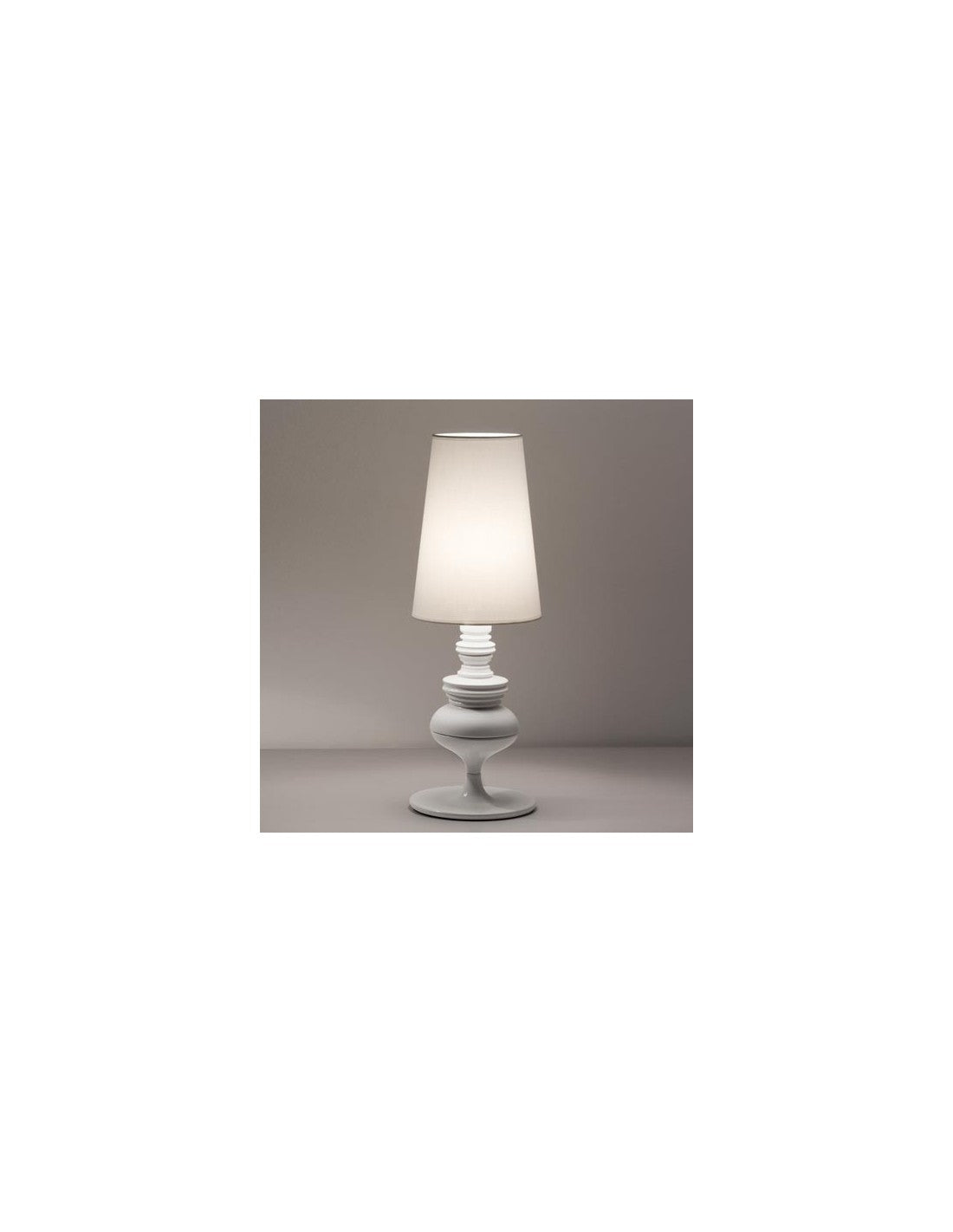 Lámpara LOUVRE, sobremesa, blanca, pantalla blanca