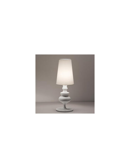 Lámpara LOUVRE, sobremesa, blanca, pantalla blanca
