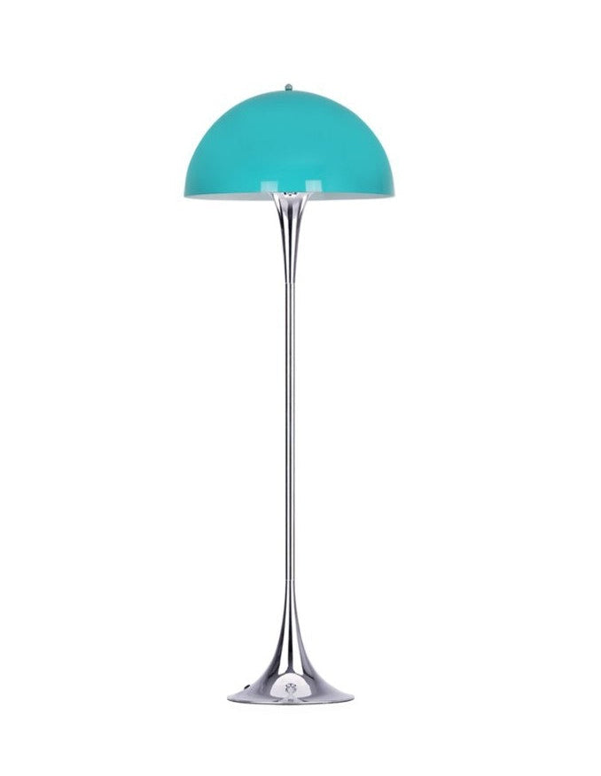 Lámpara VEYPA, de pie, metal, cromada, turquesa