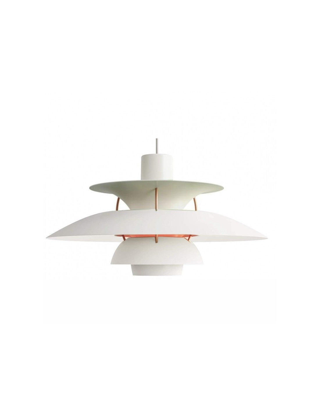 Lámpara DANISH, colgante, aluminio, blanca y coral, 40 cms de diámetro
