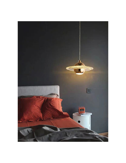 Lámpara NEVIGES, colgante, metal dorada, acrílico, led