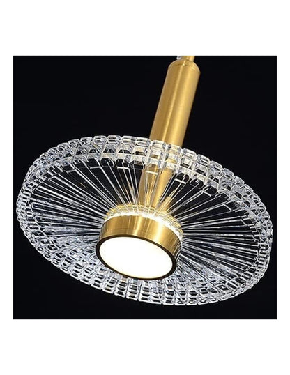 Lámpara LIPS, colgante, metal dorada, acrílico, led