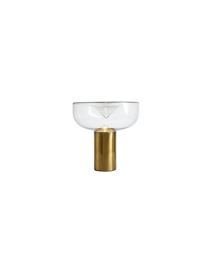Lámpara HEROLD, sobremesa, metal dorado, tulipa de cristal