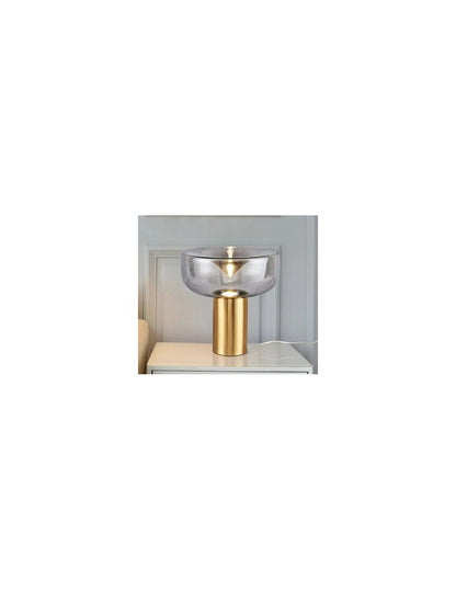 Lámpara HEROLD, sobremesa, metal dorado, tulipa de cristal