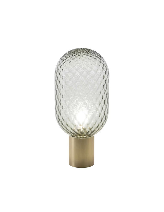 Lámpara GERA SOH43, sobremesa, aluminio, dorada, cristal