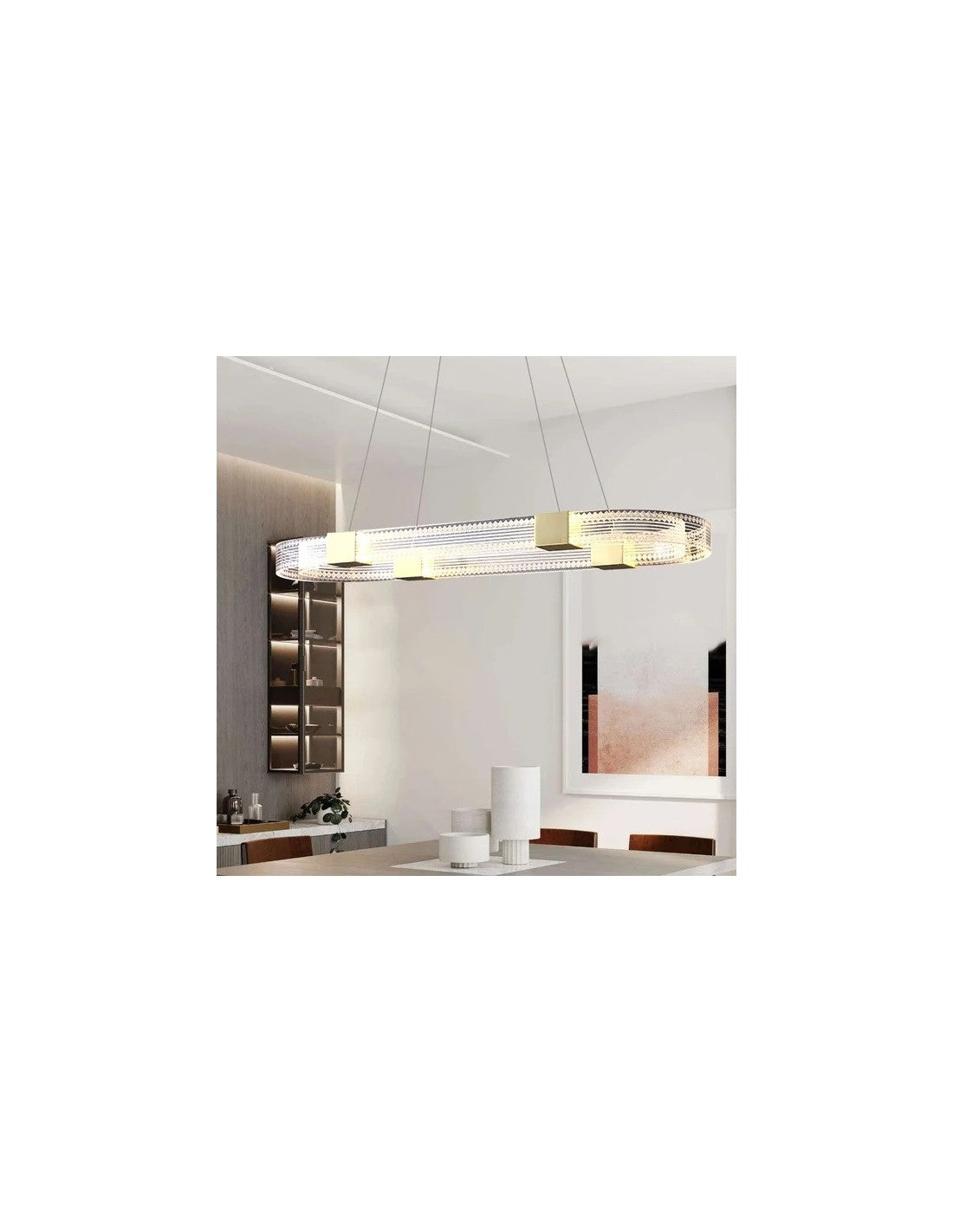 Lámpara TISSA, colgante, metal, dorada, acrílica, led