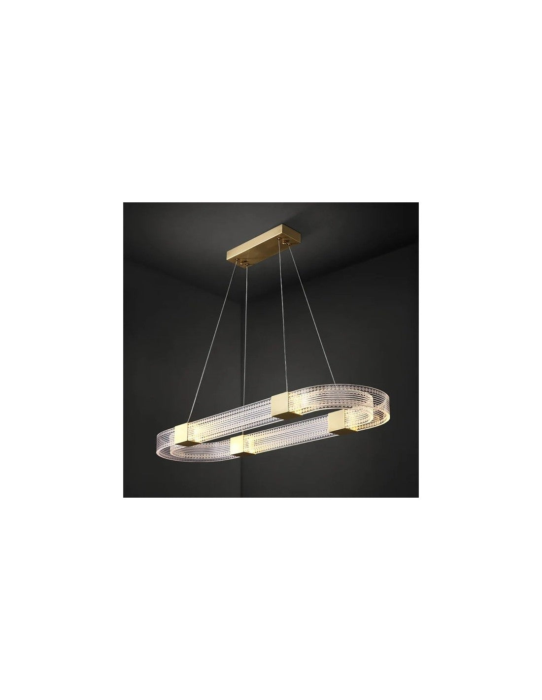 Lámpara TISSA, colgante, metal, dorada, acrílica, led